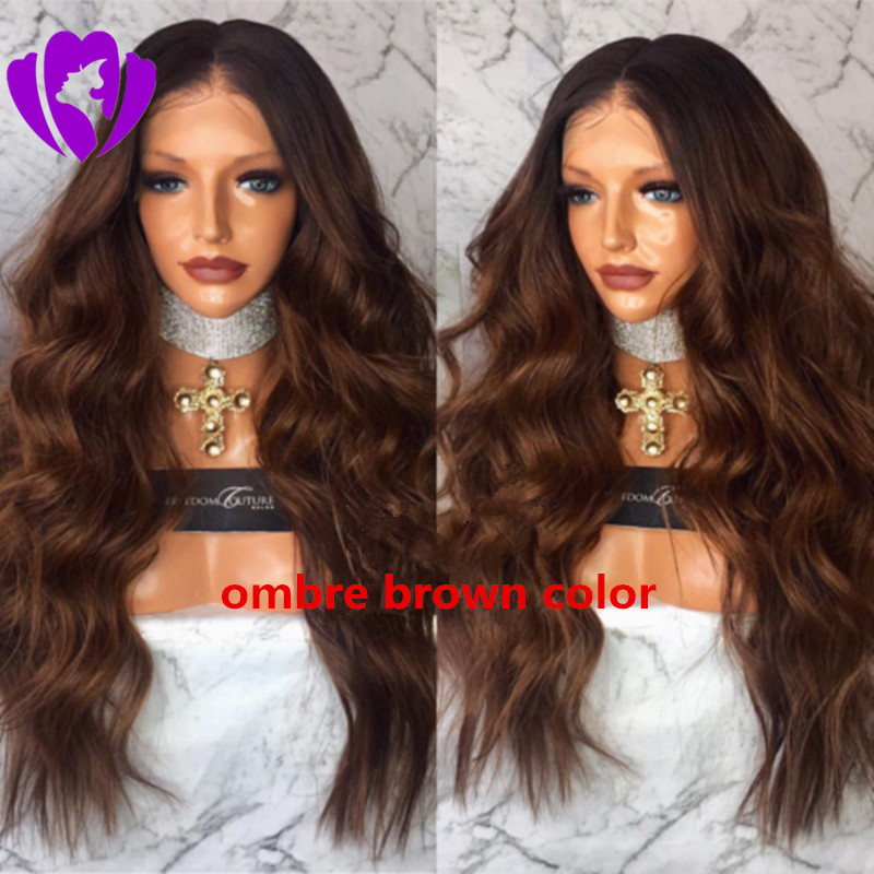 30inches Long black Wigs body wave Synthetic Lace Front Wigs Heat Resistant With Baby Hair Glueless For Women