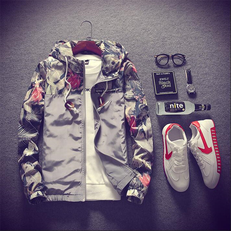 Drop Shipping 2018 Floral Bomber Jacket Men Hip Hop Slim Fit Flowers Pilot Bomber Jacket Coat Men's Hooded Jackets Plus Size 4XL D18100803