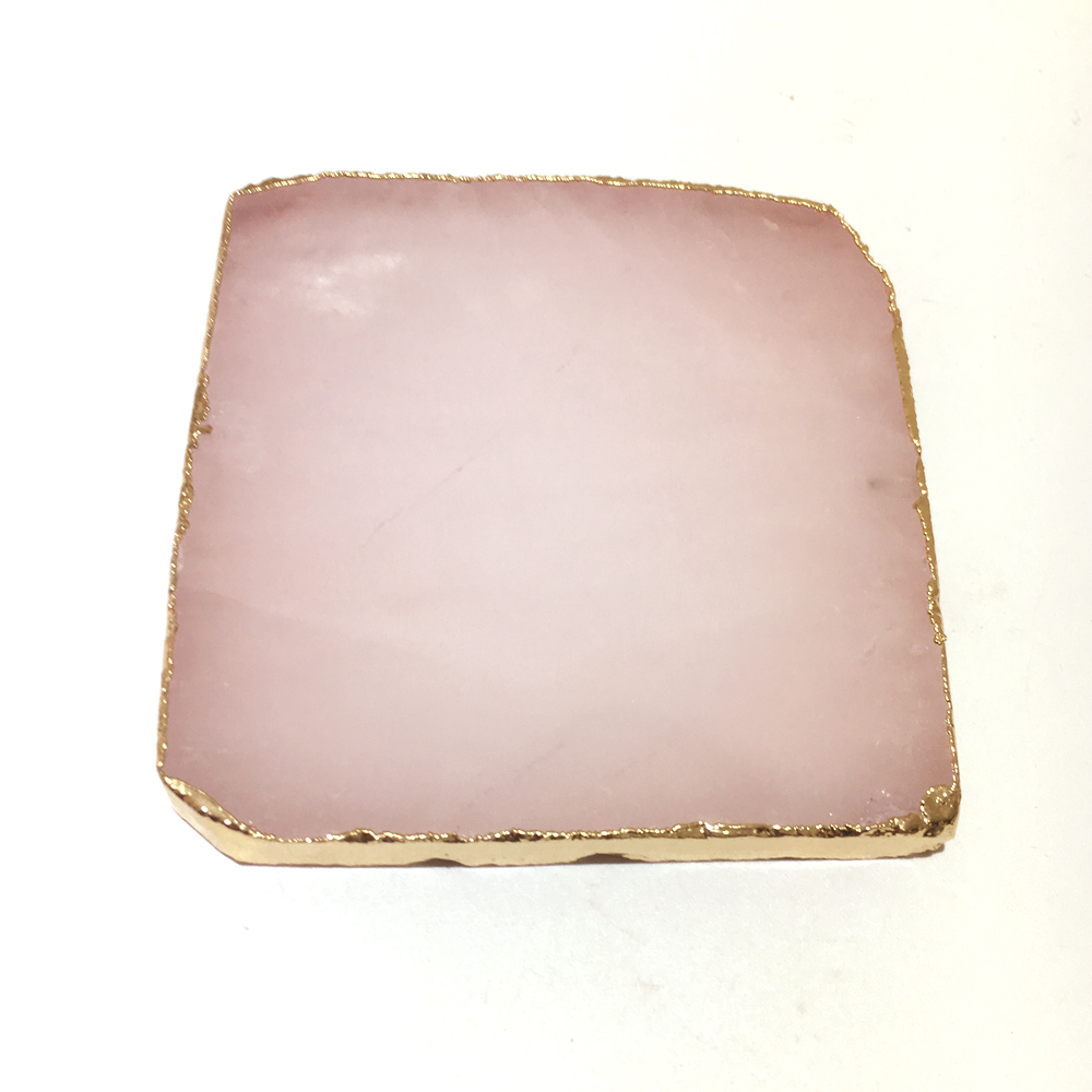 Holiday gift Wholesale 1pcs Natural Rose Quartz Coaster Square Crystal Platter Electroplated Gold Color Jewelry for Cup Mat Display
Holiday gift Wholesale 1pcs Natural Rose Quartz Coaster Square Crystal Platter Electroplated Gold Color Jewelry for Cup Mat Display