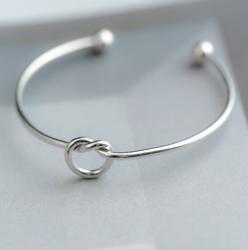 Metal Zinc Alloy Rose Gold Color Tie Knot Bracelet Bangles Fashion Simple Cuff Open Bracelets 4 Colors Adjustable Size For Women