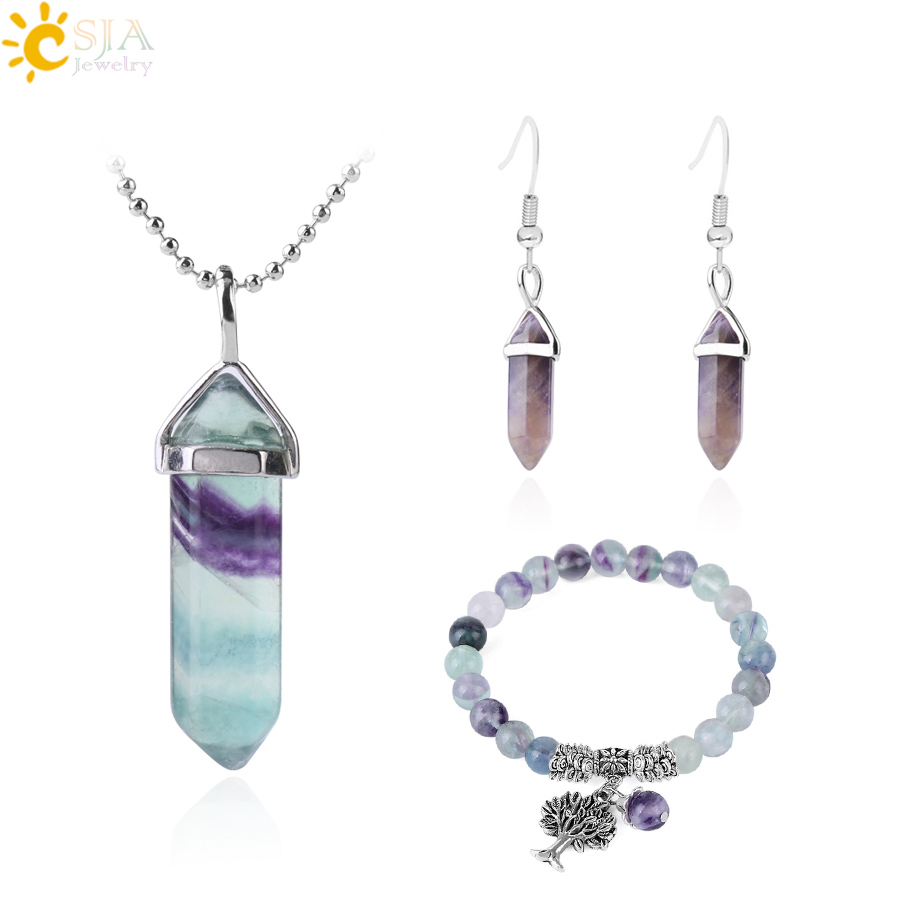 CSJA Healing Point Fluorite Necklace Bracelet Statement Jewelry Set Amethyst Earring Natural Gemstone Quartz Hexagonal Bullet Jewellery F644, Default
CSJA Healing Point Fluorite Necklace Bracelet Statement Jewelry Set Amethyst Earring Natural Gemstone Quartz Hexagonal Bullet Jewellery F644, Default