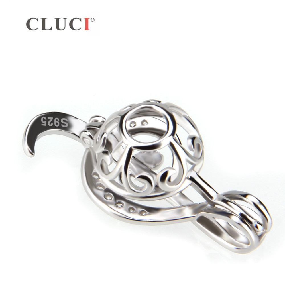 CLUCI musical symbol Treble Clef shape pearl cage pendant 925 sterling silver necklace pendant 3pcs S18101607
