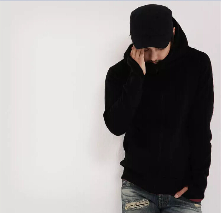 Men Sweater Solid Color Black Hip Hop Hoodie Coat New Fashion Hooded Hoodies For Men M-3XL