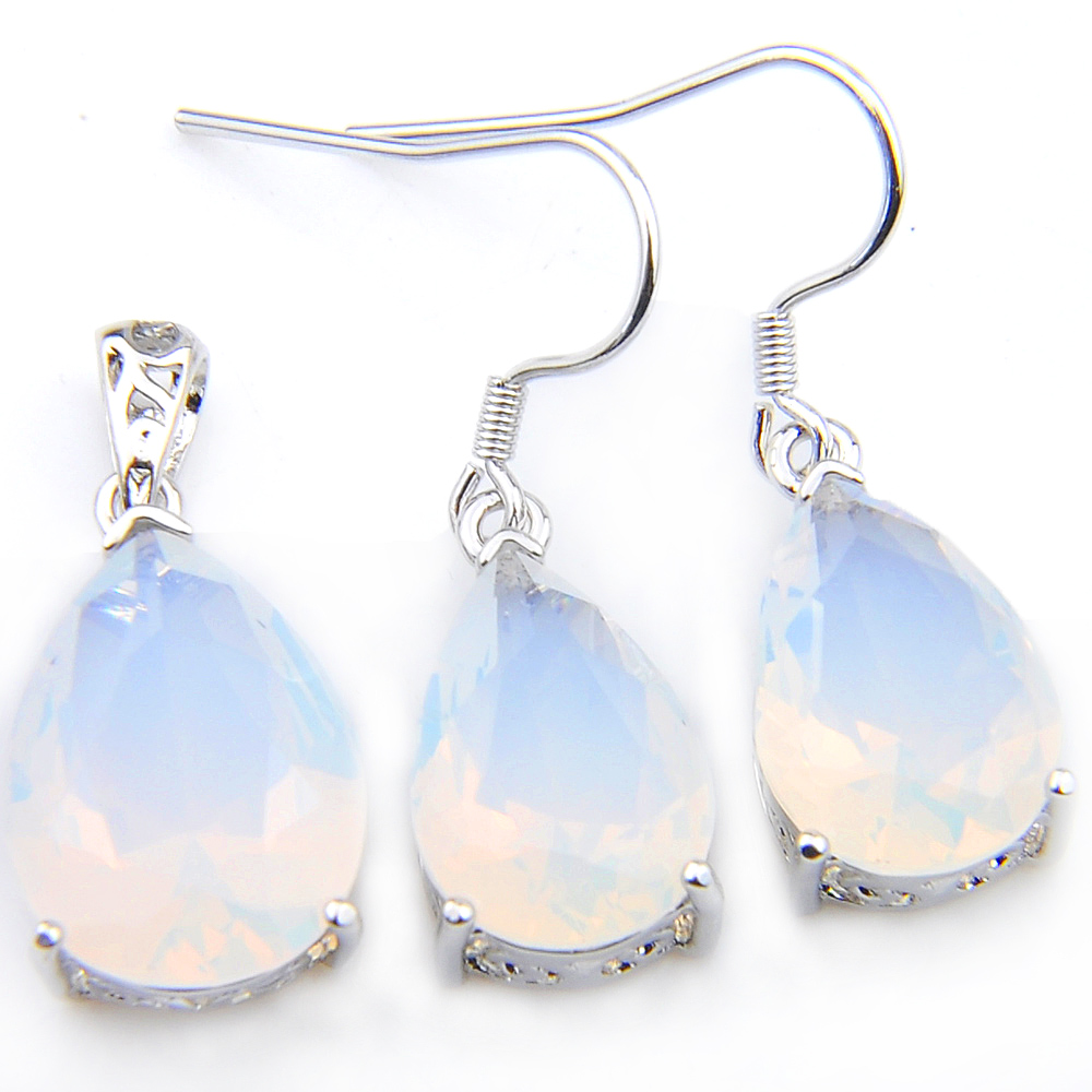 Luckyshine 2Pcs/Lot Earrings Pendants Sets Water Drop White fire Moonstone Gems 925 Silver Neckaces Holiday Party Gift Jewelry For Women
Luckyshine 2Pcs/Lot Earrings Pendants Sets Water Drop White fire Moonstone Gems 925 Silver Neckaces Holiday Party Gift Jewelry For Women