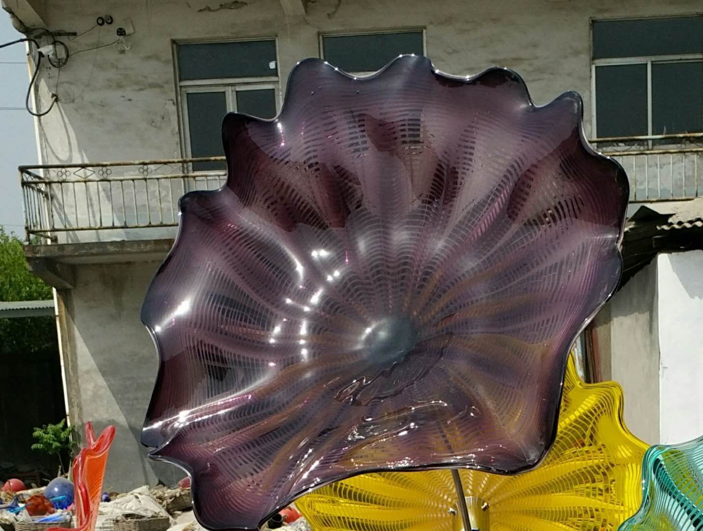 Murano Glass Flower Plates Wall Art Colored Glass Hanging Plates Anqique Style Wall Art for Museum Hotel Home Decoration