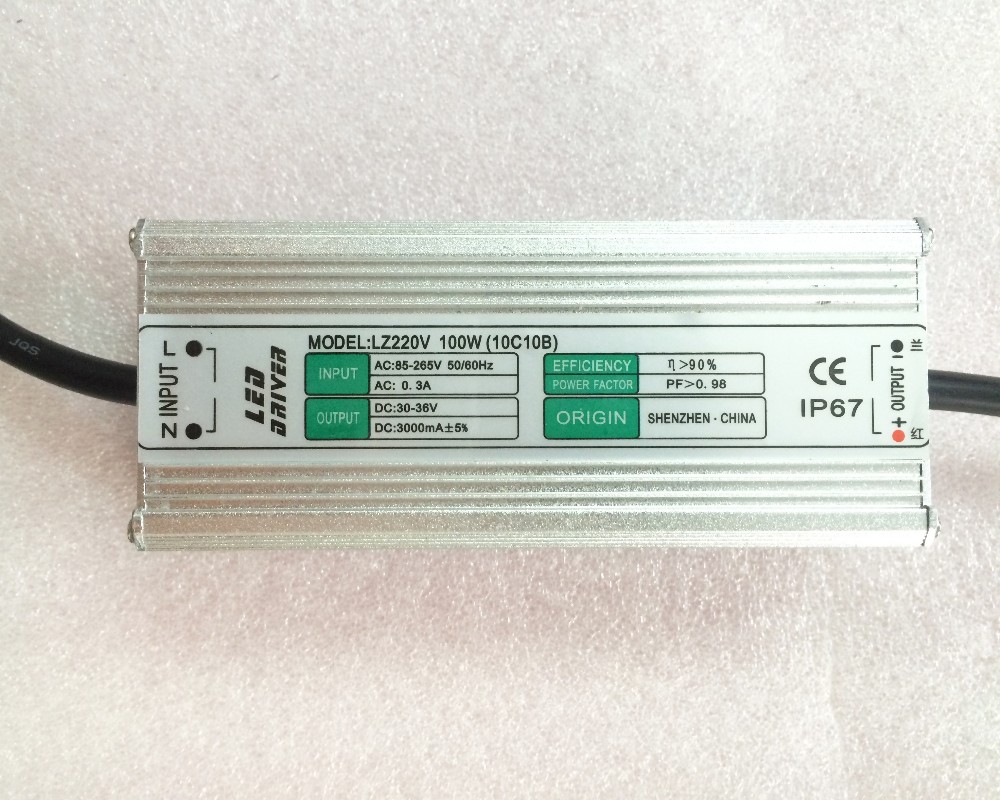 30pcs 10W 20W 30W 50W 100W LED Driver Power Supply waterproof IP65 lighting transformer Input AC 90V-265V output DC 30-36V