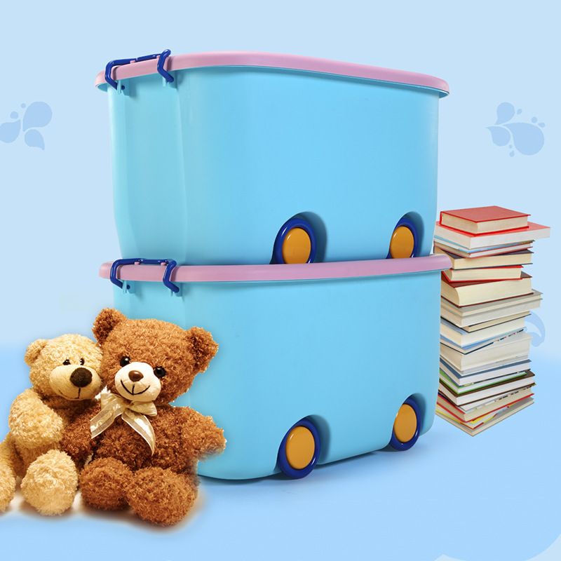 Extra Large Pulley Children's Toys Finishing Cartoon Plastic Convenient Turnover Storage Snacks Books Tool Storage Box