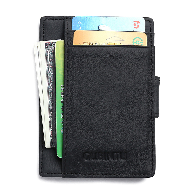high quality fashion short ultra thin anti theft rfid magnet money clip designer top grain cowhide genuine leather men wallets