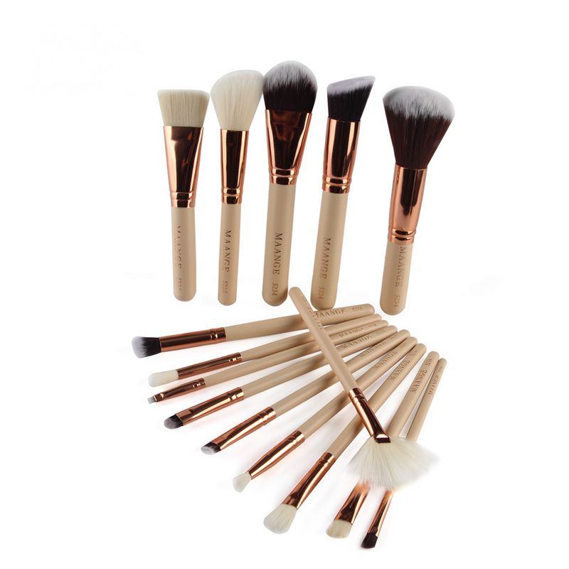 MAANGE 15 Pcs Professional Makeup Brushes Set Powder Foundation Eye shadow Blush Blending Lip Cosmetic Tool Kit 2018 NEW ARRIVAL