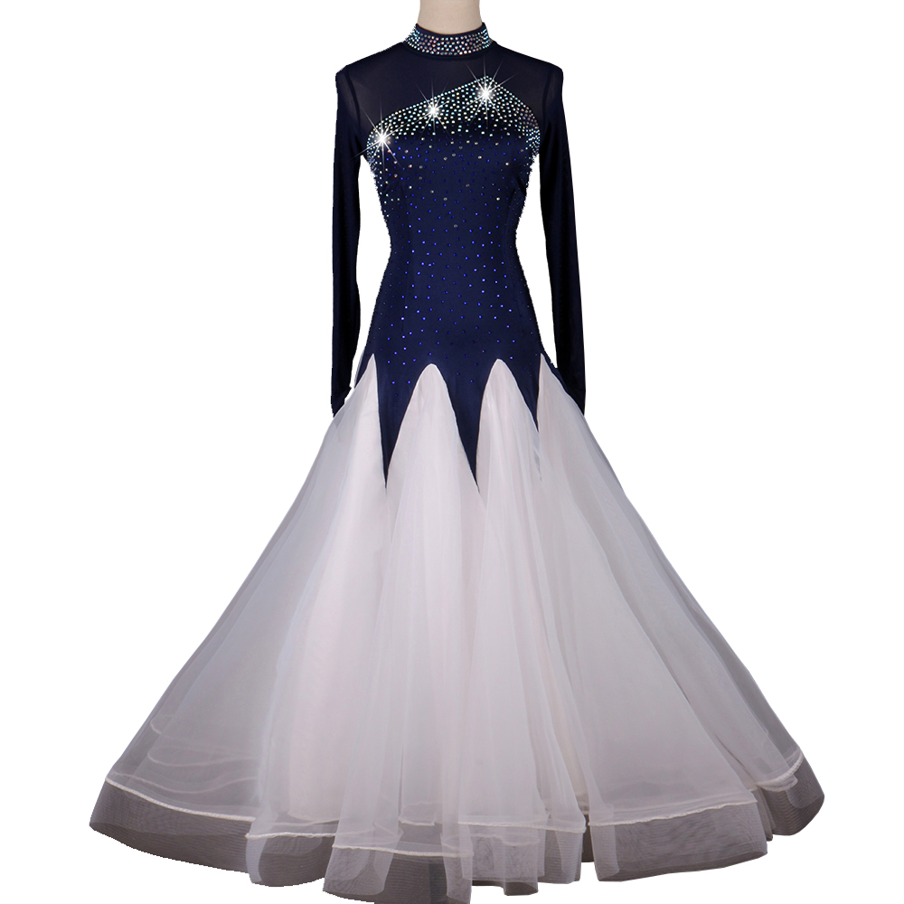 Ballroom Waltz Dresses Dancing Outfits Ballroom Competition Dress Tango Dance Costumes D0986 Navy Blue with Rhinestones Big Sheer Hem
Ballroom Waltz Dresses Dancing Outfits Ballroom Competition Dress Tango Dance Costumes D0986 Navy Blue with Rhinestones Big Sheer Hem