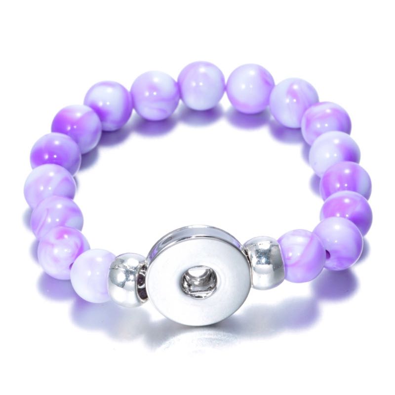 Fashion Noosa Rivca Snaps Button Resin Bead Bracelets Charm Fit 18mm Snap Buttons 8 Colors Elastic Strand Beads Bracelet