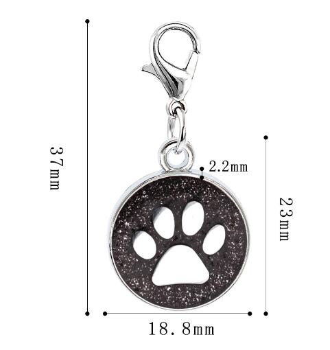 20PCSlot Colors 18mm footprints Cat Dog paw print hang pendant charms with lobster clasp fit for diy keychains fashion jewelrys