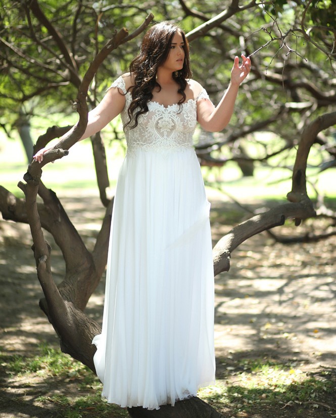 Lace Chic Plus Size Beach Wedding Dresses Off The Shoulder Short Sleeves Bohemian Bridal Gowns A E Chiffon Boho Robe De Mari E