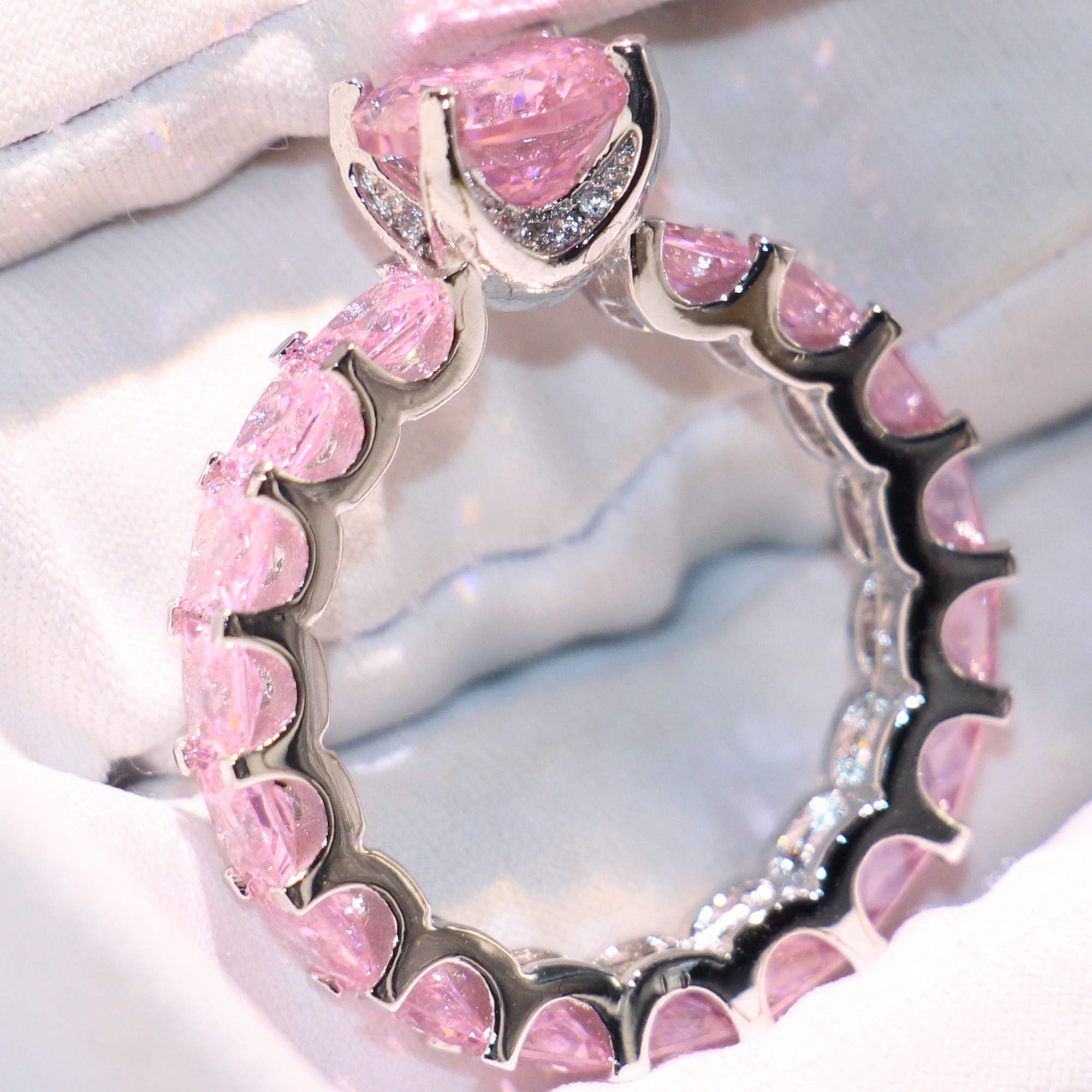 Stackable Ring: Pink Sapphire & CZ in Sterg Sier 9b70