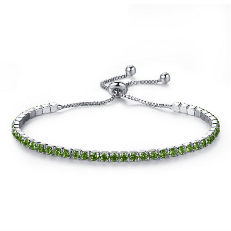 18K White Gold Plated Cubic Zircon Cluster Adjustable Box Chain Tennis Bracelets Fashion Womens Jewelry Bijoux for Party