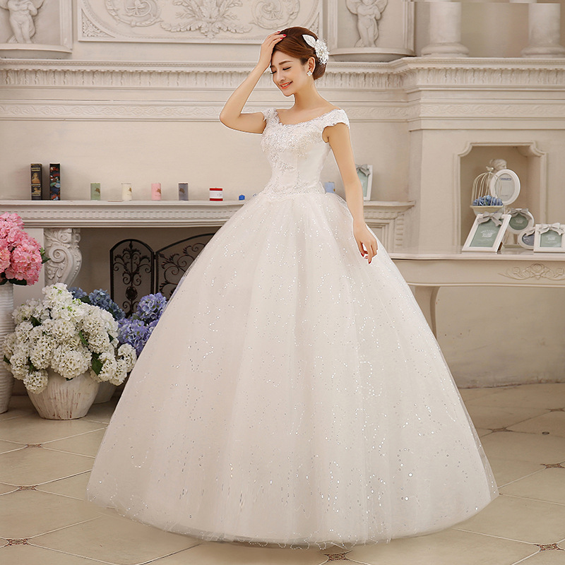 Cheap Customized New Arrive Korean Style Princess Lace V-neck Wedding Dress Vintage Bridal Gown vestido de noiva Appliques