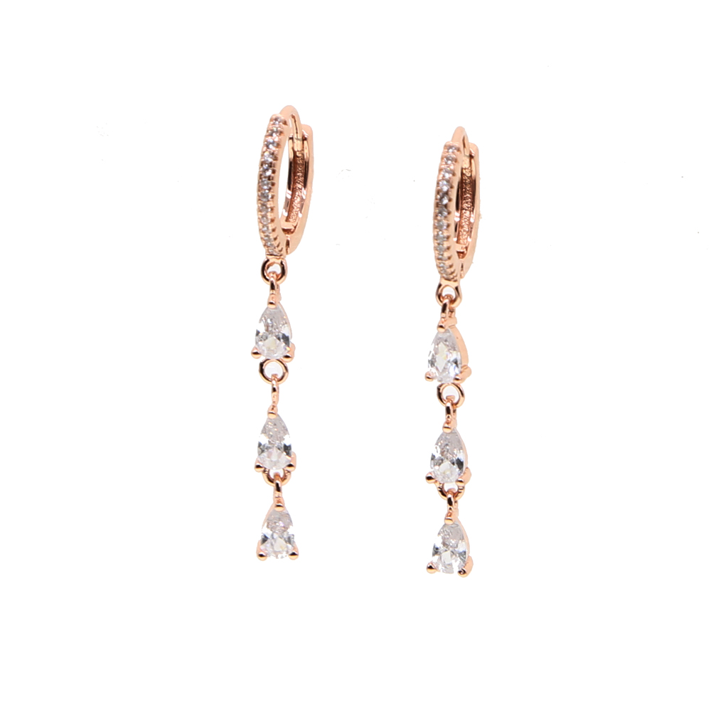rose gold plated fashion jewelry dangle water drop cz diamater sparking bling wedding gift fashion charm tassel earring