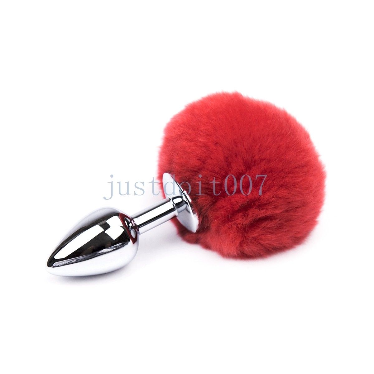 Bondage Fluffy Real Fur Bunny Rabbit Tail Plug Cosplay Animal PET Metal steel Cat Cute #R56