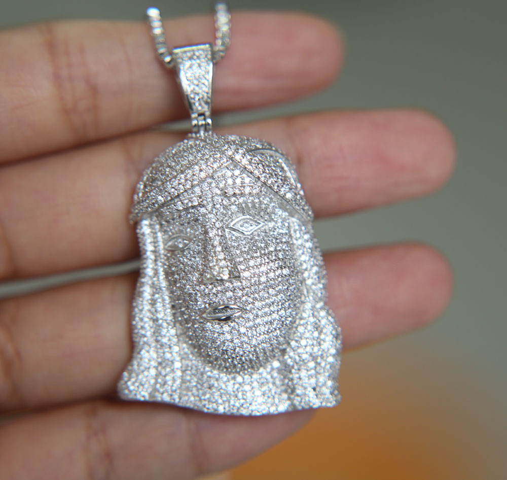 new latest design boy men jewelry iced out bling cz paved 3d shaped jesus piece pendant gold men necklace