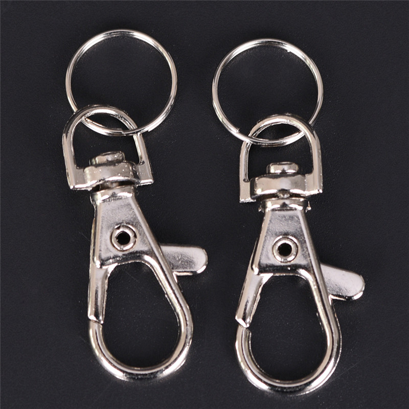 10pcslot Silver Metal Classic Key Chain DIY Bag Jewelry Ring Swivel Lobster Clasp Clips Key Hooks Keychain Split Ring Wholeales