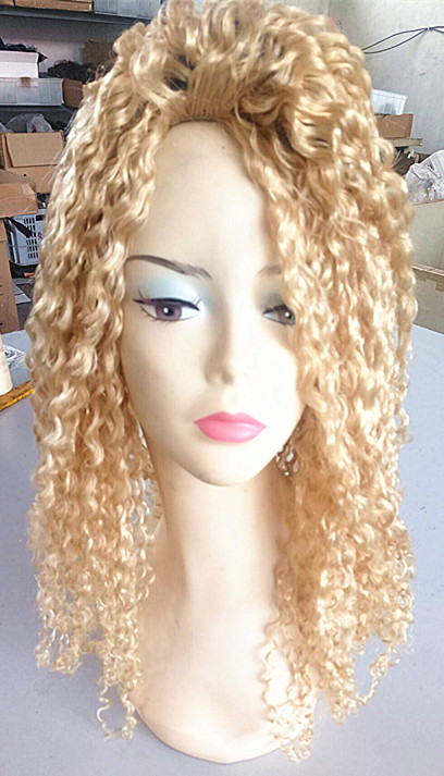 Brazilian Human Virgin Remy Blonde Hair Kinky Curly Hair Weft Soft Double Drawn Hair Extensions Unprocessed Color