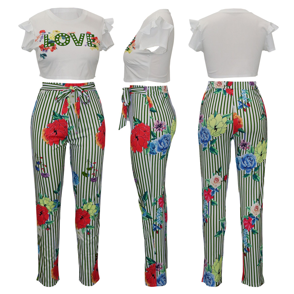 Striped 2-Piece Jumpsuit & Skinny Pants Set - Summer Vibes B1