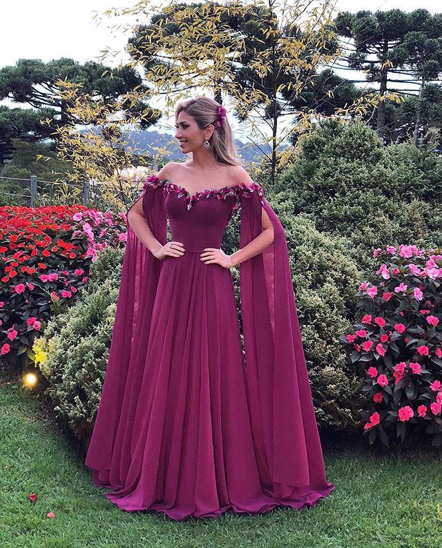 Off the Shoulder Grape Color Chiffon Evening Dresses Sweetheart Flowers Slit Sleeve African Evening Gowns abiye gece elbisesi, Dark red
Off the Shoulder Grape Color Chiffon Evening Dresses Sweetheart Flowers Slit Sleeve African Evening Gowns abiye gece elbisesi, Dark red