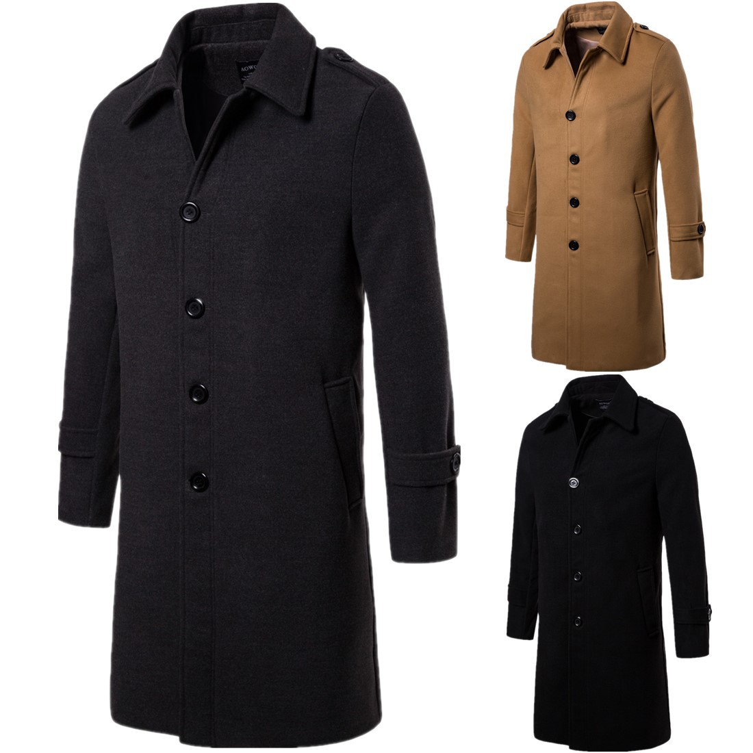 Winter New Fashion Men Solid Color Single Breasted Trench Coat Men Casual Slim Long Pea Woolen Coat Large Size 2XL J180770, Tan;black
Winter New Fashion Men Solid Color Single Breasted Trench Coat Men Casual Slim Long Pea Woolen Coat Large Size 2XL J180770, Tan;black