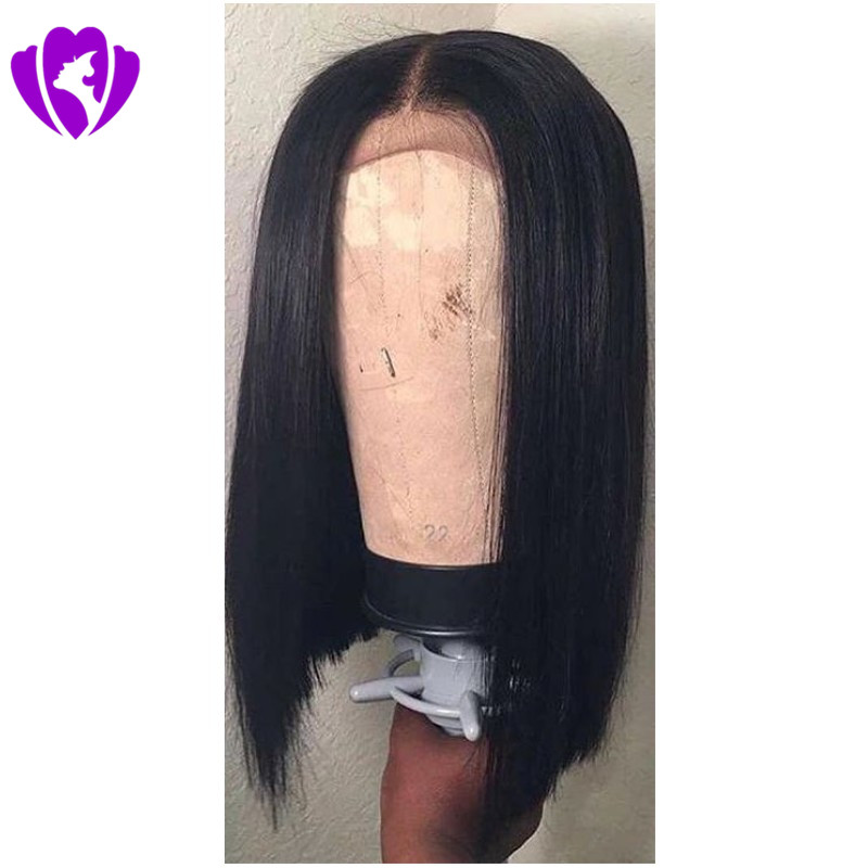 Middle Part High Temperature Fiber Natural Black/brown/blonde /red Short Bob Synthetic Lace Front Wig For black Women