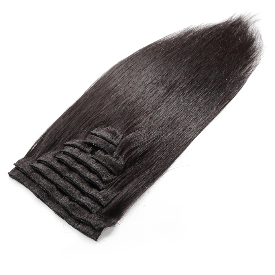 Brazilian Straight Hair Clip in Human Hair Extensions Natural Color Remy Hair Clip-ins 100G 9Pcs/Set 4B 4C