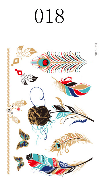 7Pcs/lot High Quality Gold And Colored Tattoos Non-toxic Temporary Waterproof Tattoos Hot Sale Sexy Metallic Mandala Tattoos New Trending