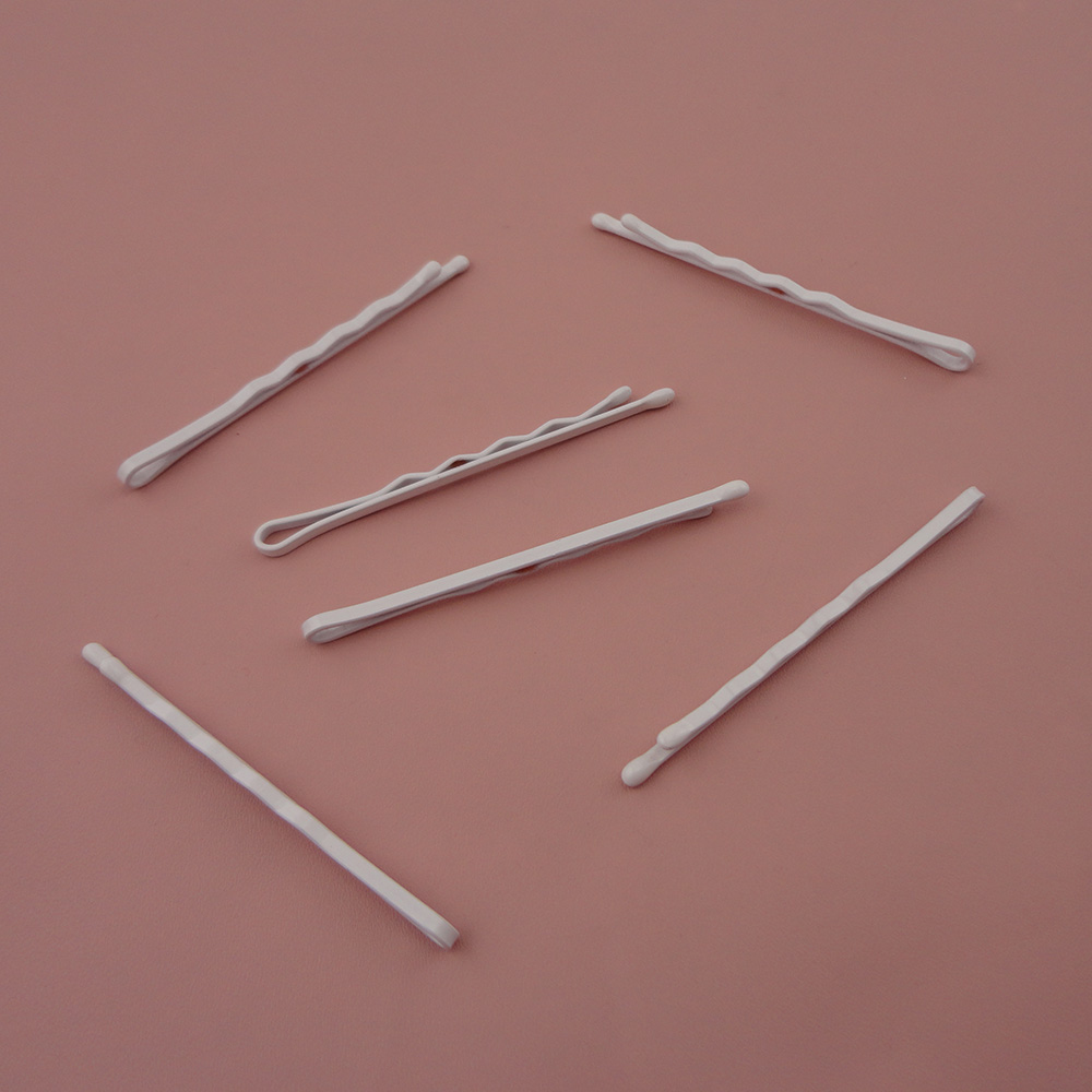 50PCS 2.0mm*5.5cm 2.15" White four waved plain Metal bobby pins hair barrettes with enamel Round tips at nickle free&lead free