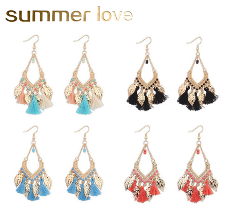 New 4 Colors Tassel Chandelier Dangle Earrings fashion Bohemia Women Jewelry Colorful Leafs Charm Long Tassels Earings Gold Plated Chains
New 4 Colors Tassel Chandelier Dangle Earrings fashion Bohemia Women Jewelry Colorful Leafs Charm Long Tassels Earings Gold Plated Chains