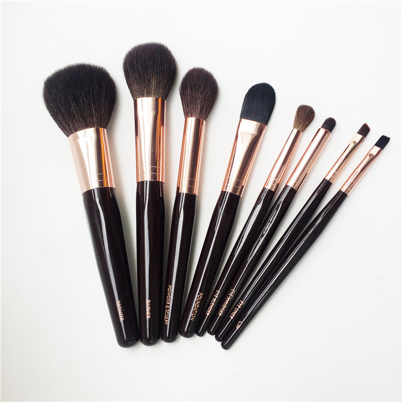 8-Brushes The Complete Makeup Brush Set - Bronzer Blusher Foundation Powder&Sculpt Eye Smudge Blender Lip Angled Liner Cosmetics Brushes Beauty Tools