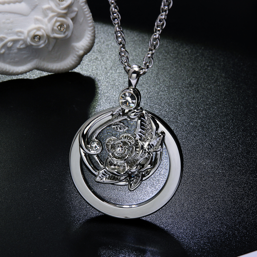 Flower design Magnifying glass necklace 2pcs parts moving pendant with chain fashion magnifying glasses for reading