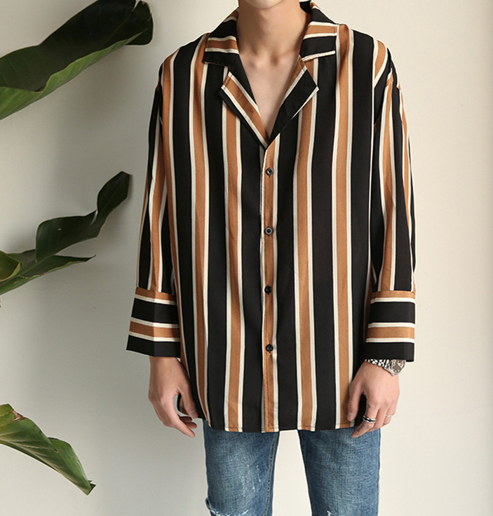 Korean Harajuku Chiffon Vintage retro Striped Pajamas Shirts Men Women Cotton Hip Hop Casual Loose BF Couple Shirt Men, Beige
Korean Harajuku Chiffon Vintage retro Striped Pajamas Shirts Men Women Cotton Hip Hop Casual Loose BF Couple Shirt Men, Beige