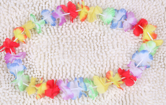 Hawaiian rainbow flower Leis artificial flower beach garland Necklace Luau Party gay pride 40 inches multi colour
