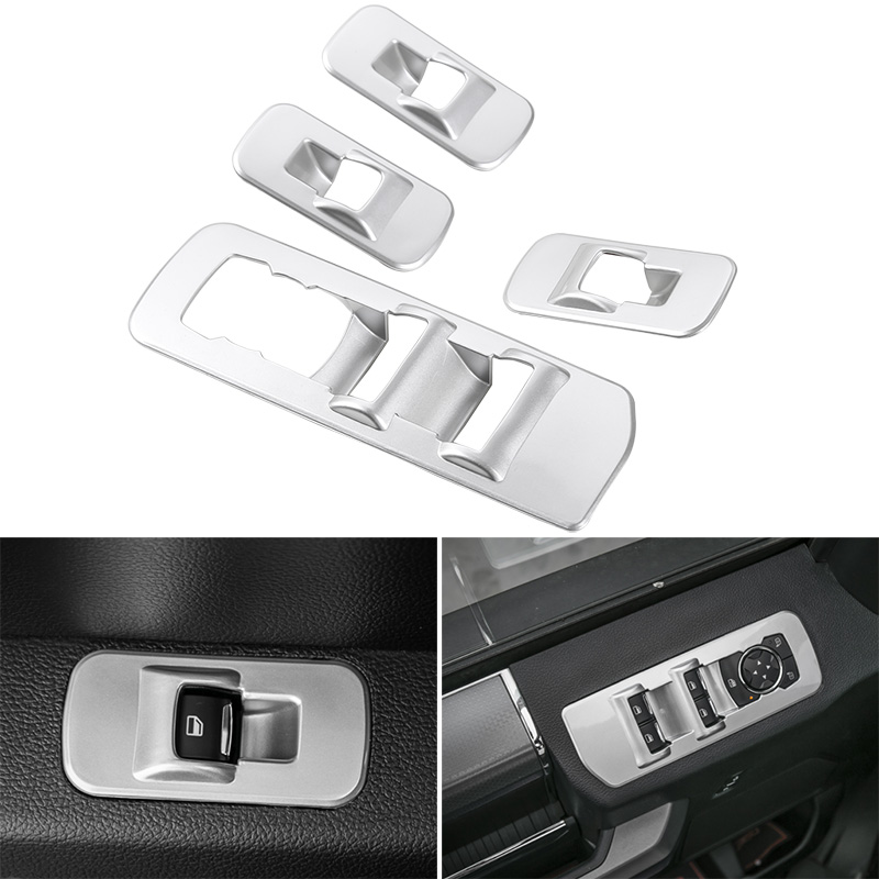 ABS Car Windows Lift Switch Panel Decoration Frame Cover For Ford F150 2015+ Auto Interior Accessories