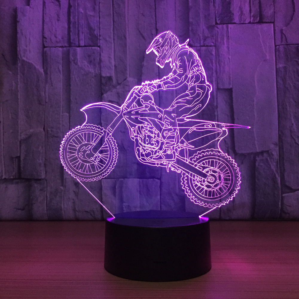 Novelty 3D Table Lamp LED Motocross Bike Night Lights USB 7 Colors Sensor Desk Lamp Holiday Gifts