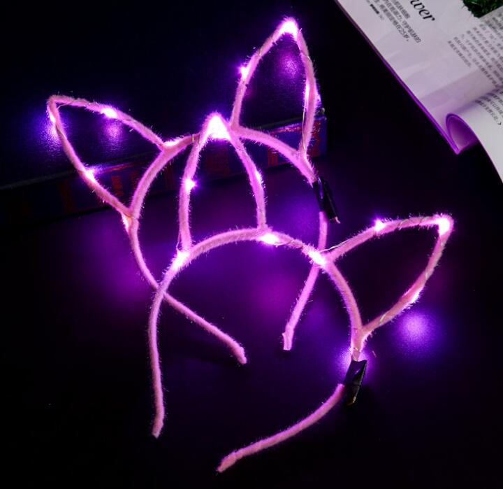 LED Light Up Glowing Rabbit Ear Headband Bunny Women Girl Flashing Headwear Easter Cosplay Dress Up Props Christmas Hairband hair stick