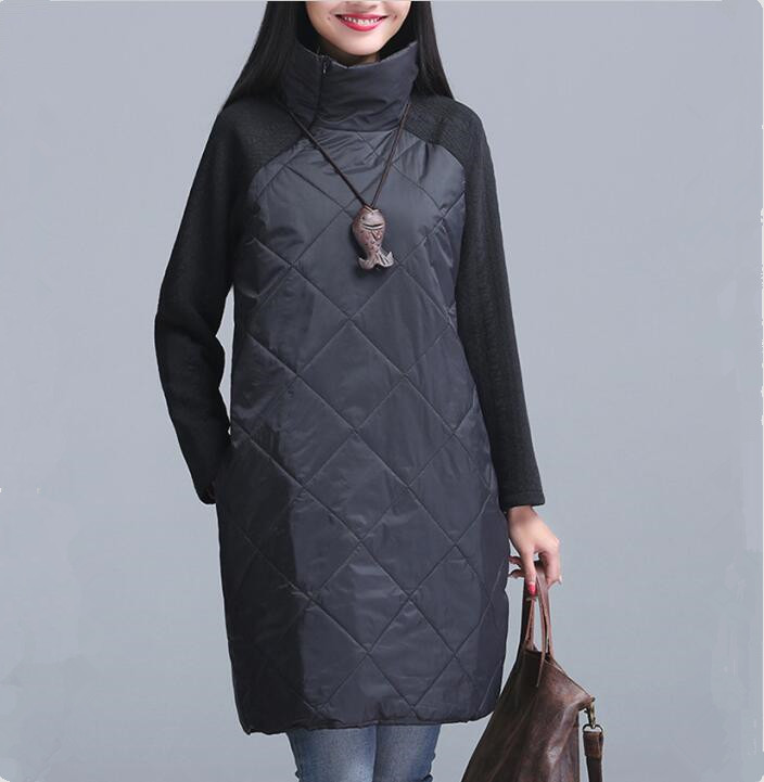 2018 Plus Size Autumn Dress,Casual Patchwork Turtleneck Robe long sleeve warm winter dress,big size Spring dress M- 5XL 6XL 7XL D18110606