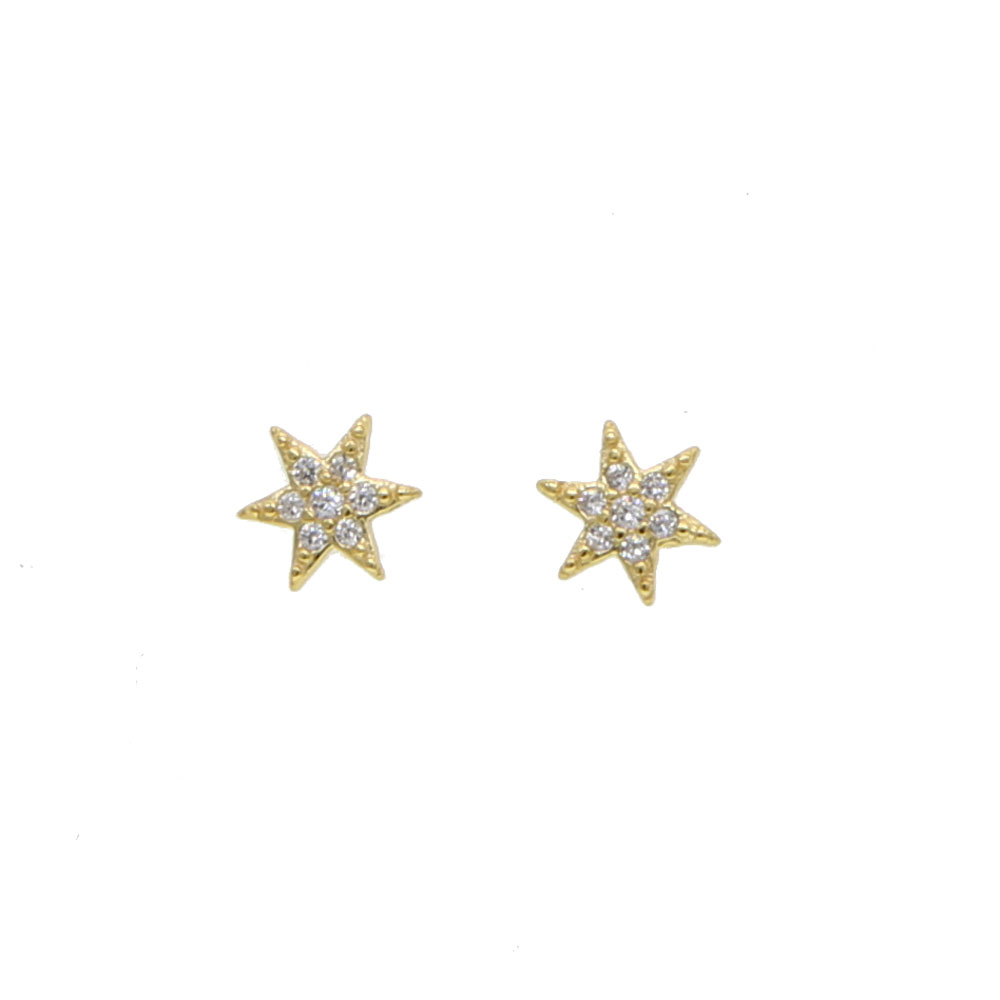 tiny smal sunburst stud earring pure 925 sterling silver minimal jewelry dainty delicate pave cz tiny star multi piercing earring