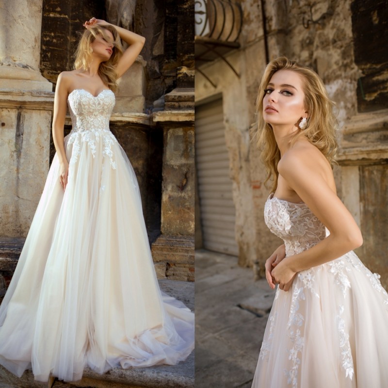 Modest Plus Size Wedding Dresses Champagne Simple Lace Applique Sweetheart Neck Floor Length Bridal Gowns Wedding Dress vestido de novia, Pink
Modest Plus Size Wedding Dresses Champagne Simple Lace Applique Sweetheart Neck Floor Length Bridal Gowns Wedding Dress vestido de novia, Pink