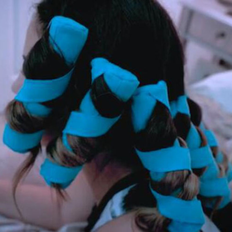 8pcs Hair Rollers Sleep Styler Kit Long Cotton Curlers DIY Styling Tools Blue Color Magic Hair Dressing Charming Hairstyle