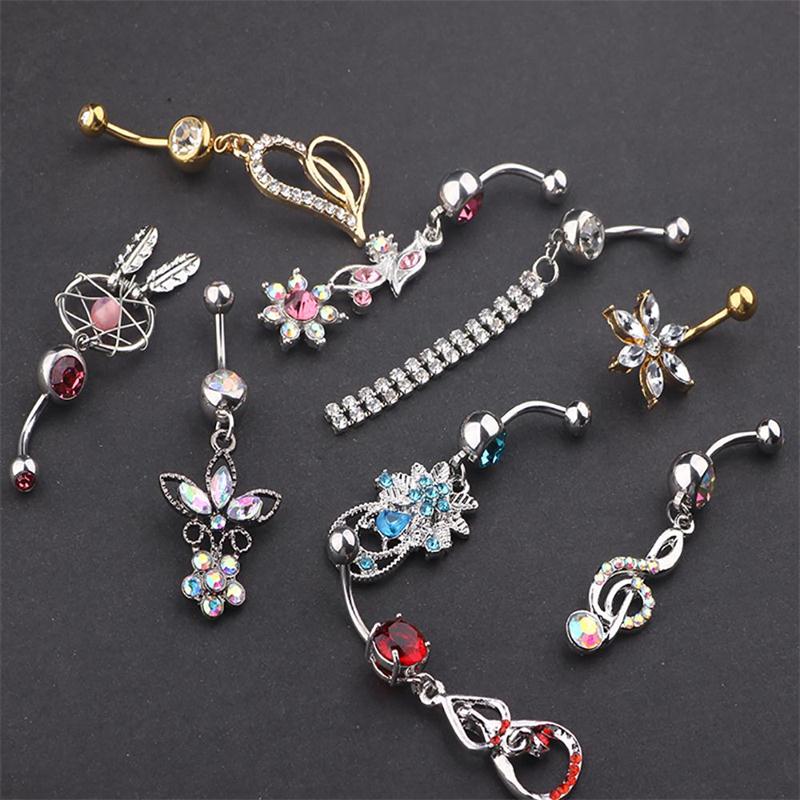 fashion dangle belly ring mix style navel button piercing body jewelry belly button rings for women