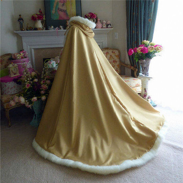 Outdoor Cape Cloak Winter Bridal Cloak Faux Fur Wedding Wraps Jackets Hooded For Winter Weddings Bridal Cloaks Wedding Guest Gowns