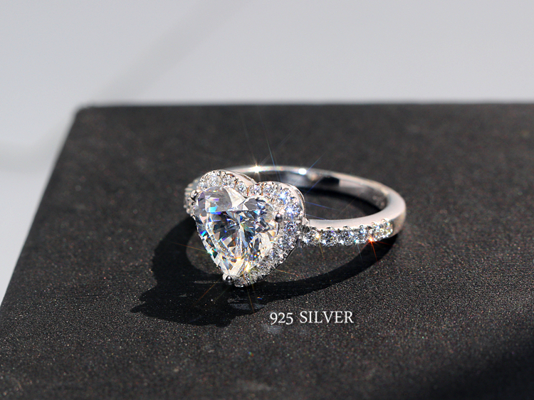 Victoria Wieck Classical Luxury Jewelry 925 Sterling Silver Pear Cut White Topaz CZ Diamond Promise Eternity Wedding Heart Ring for Women