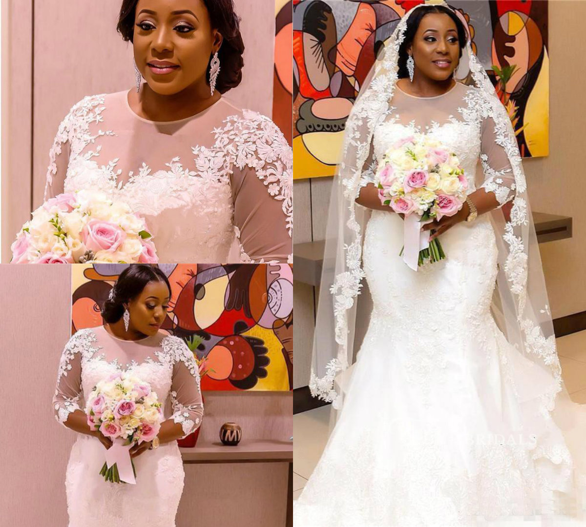African Plus Size Wedding Dresses Jewel Neck Sweep Train Lace Appliques Sheer Long Sleeves Mermaid Bridal Gowns Custom Made Wedding Dress, Champagne
African Plus Size Wedding Dresses Jewel Neck Sweep Train Lace Appliques Sheer Long Sleeves Mermaid Bridal Gowns Custom Made Wedding Dress, Champagne