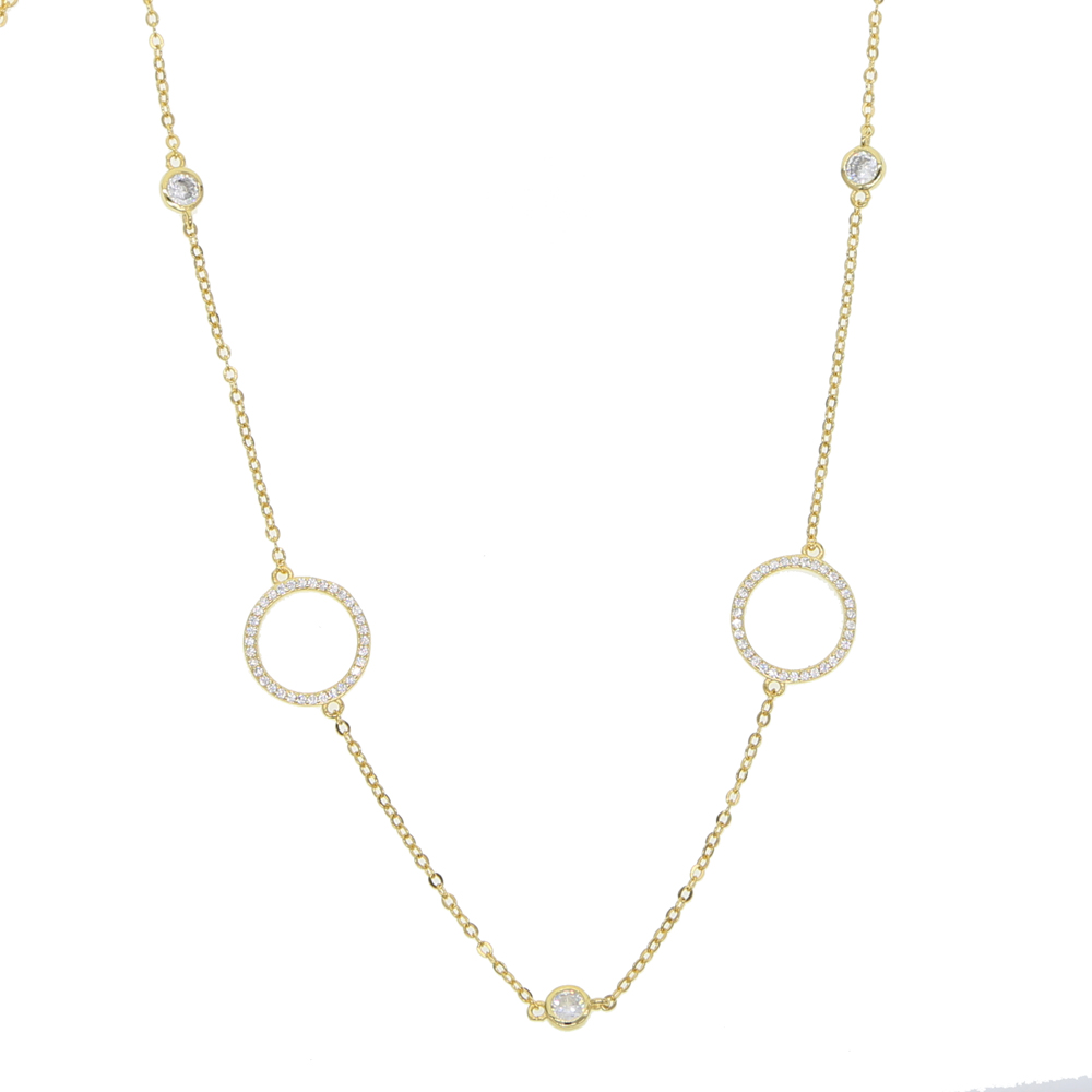 95+5cm geometric round circle link chain necklace long women chain double layer statement Round geometric simple fashion design