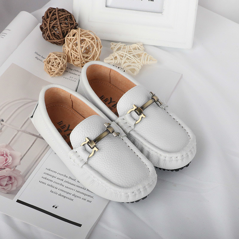 2018 Spring Autumn Kids Shoes Boys Genuine Leather Shoes White Black Boys Shoes For Wedding Toddler Boys Loafers Casual Sneakers